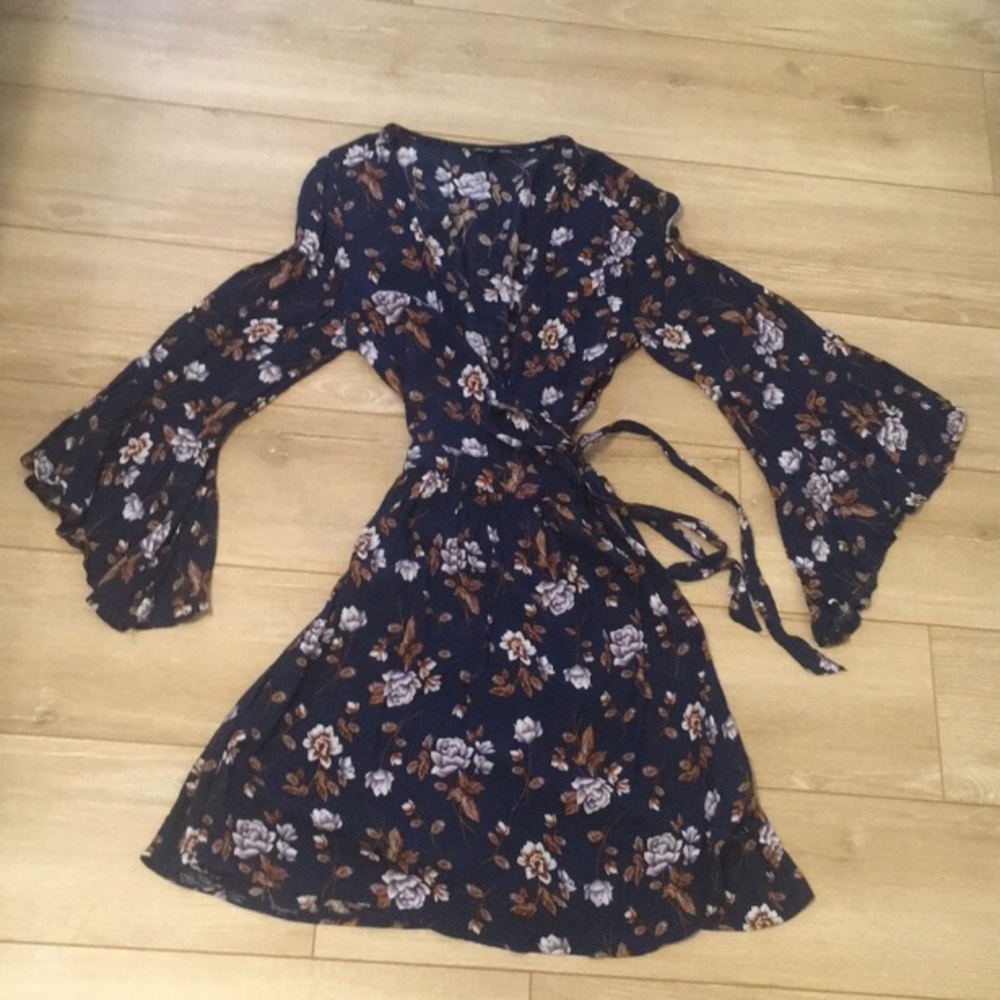 American Eagle Outfitters Navy Floral Wrap Dress